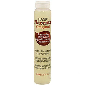HASK single vial open with serum applied to hair for smoothing shine