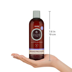 Hands dispensing HASK product showing controlled use and gentle application