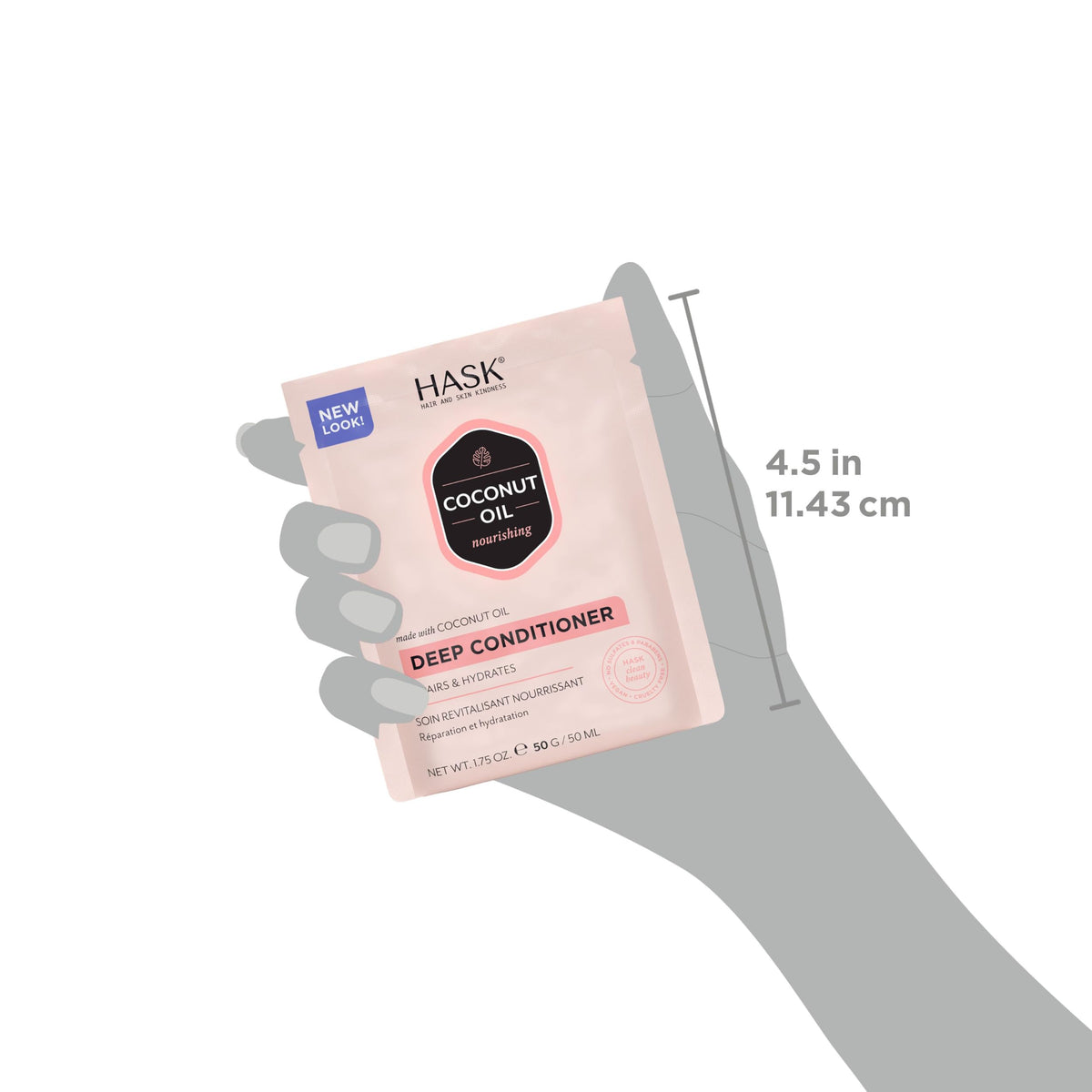 HASK cans held in hand showing 4.3 oz size for travel-friendly convenience