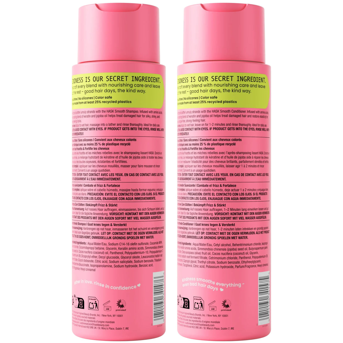 HASK before and after hair comparison showing reduced frizz