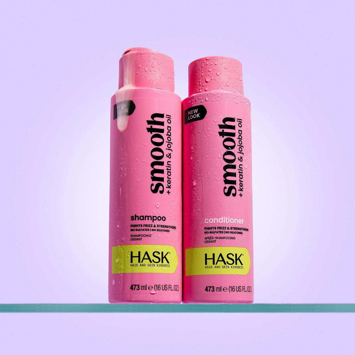 HASK bottles staged in bathroom scene for daily care convenience