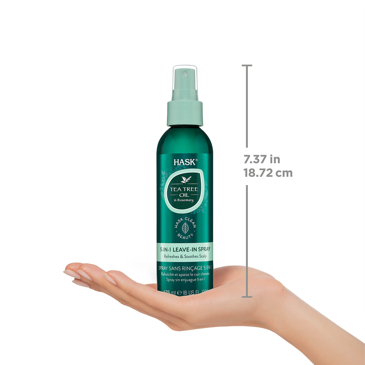 HASK ingredient panel detail highlighting tea tree and gentle formula