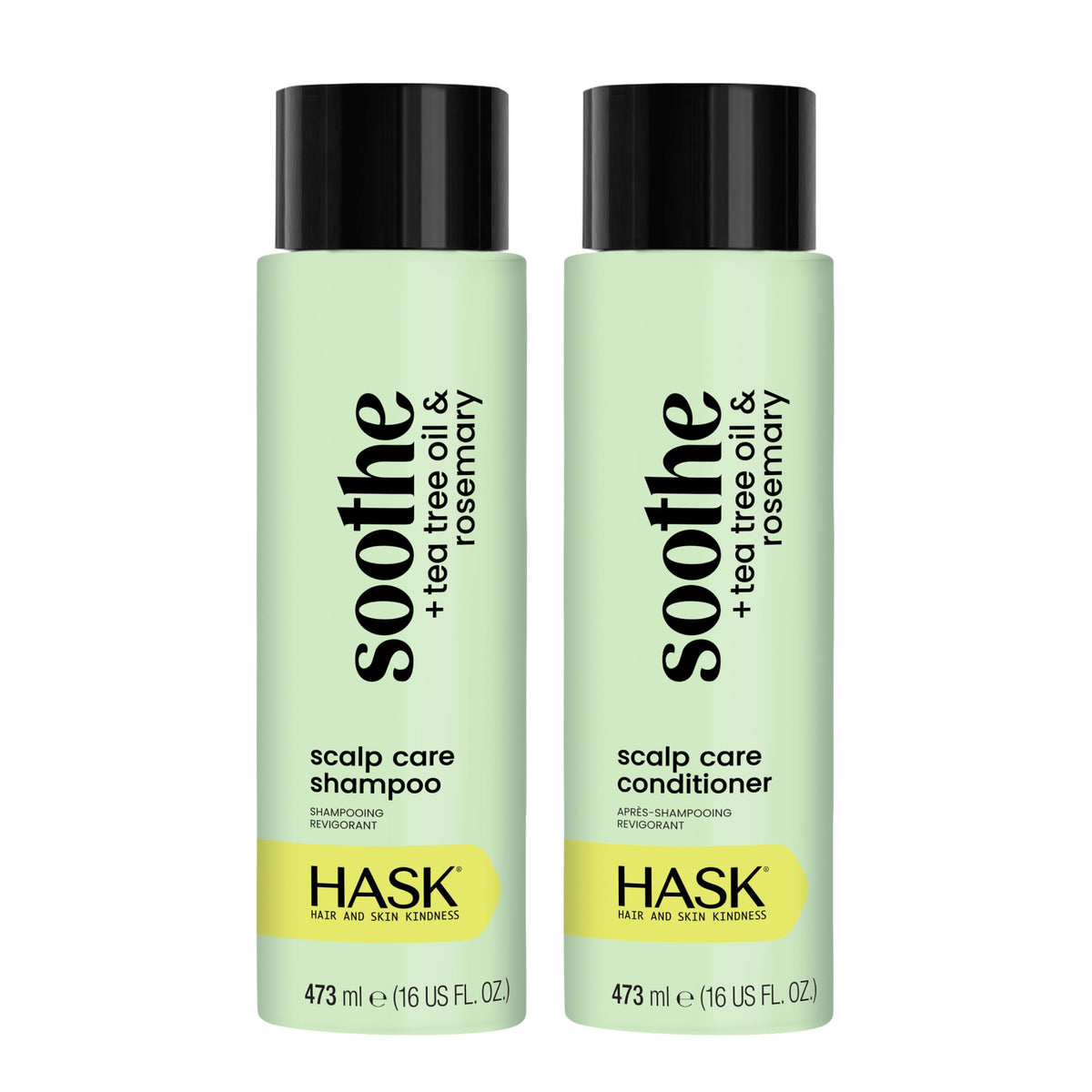 HASK front packaging showing tea tree and rosemary benefits