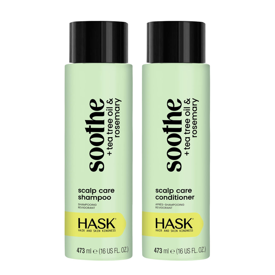 HASK front packaging showing tea tree and rosemary benefits