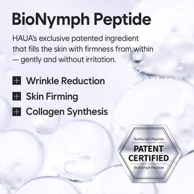 HAUA dropper releasing clear serum texture, highlights fast absorption benefit