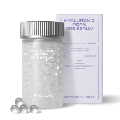 HAUA front packaging showing serum bottle and branding, highlighting clinical appeal