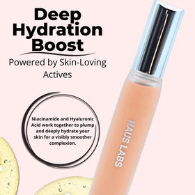 Haus Labs side-by-side before and after under-eye showing reduced puffiness and brightening
