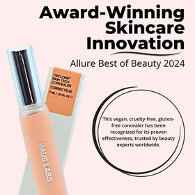 Haus Labs concealer on bathroom counter in routine setting showing daily-use convenience