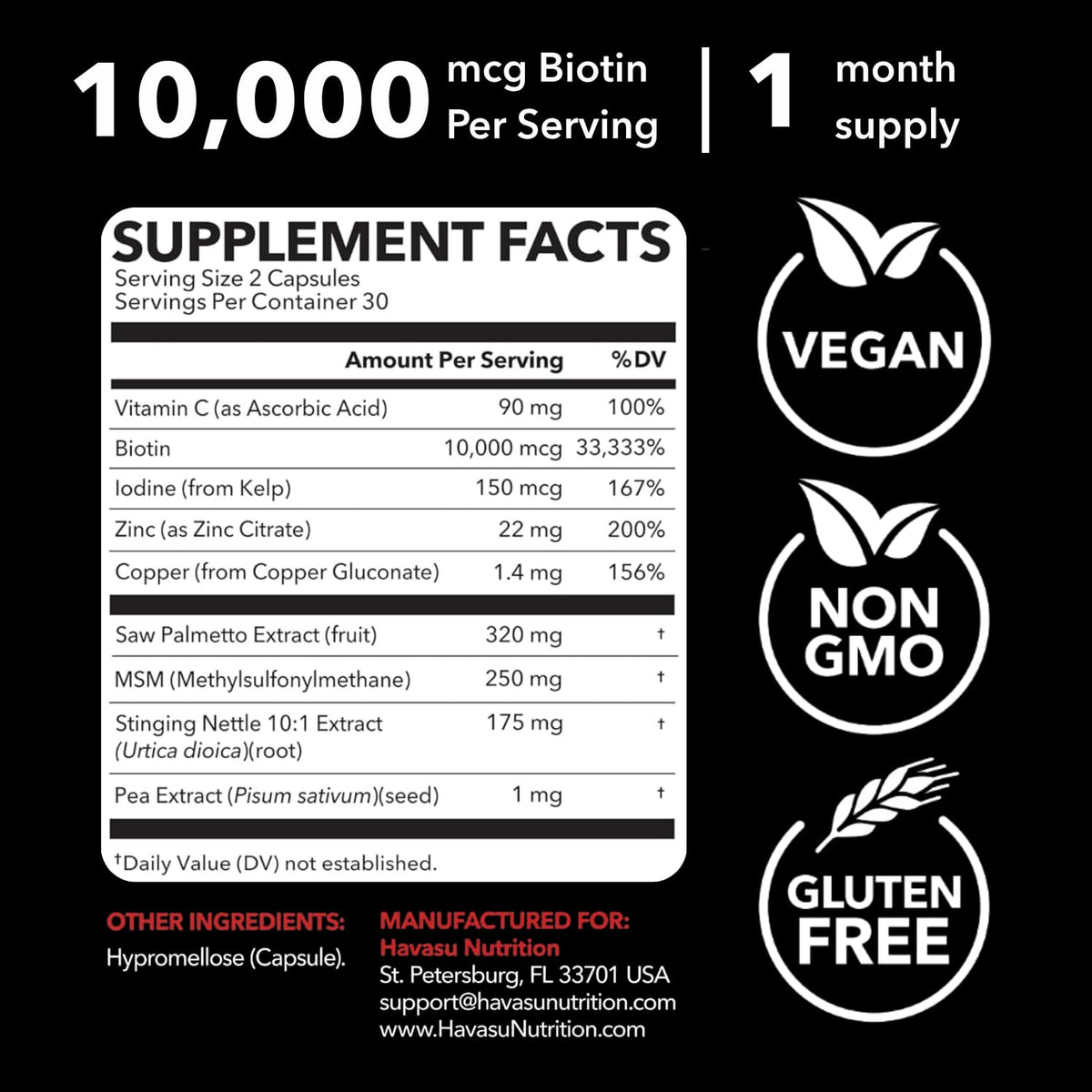 HAVASU NUTRITION vegan capsule close-up highlighting easy-to-swallow texture