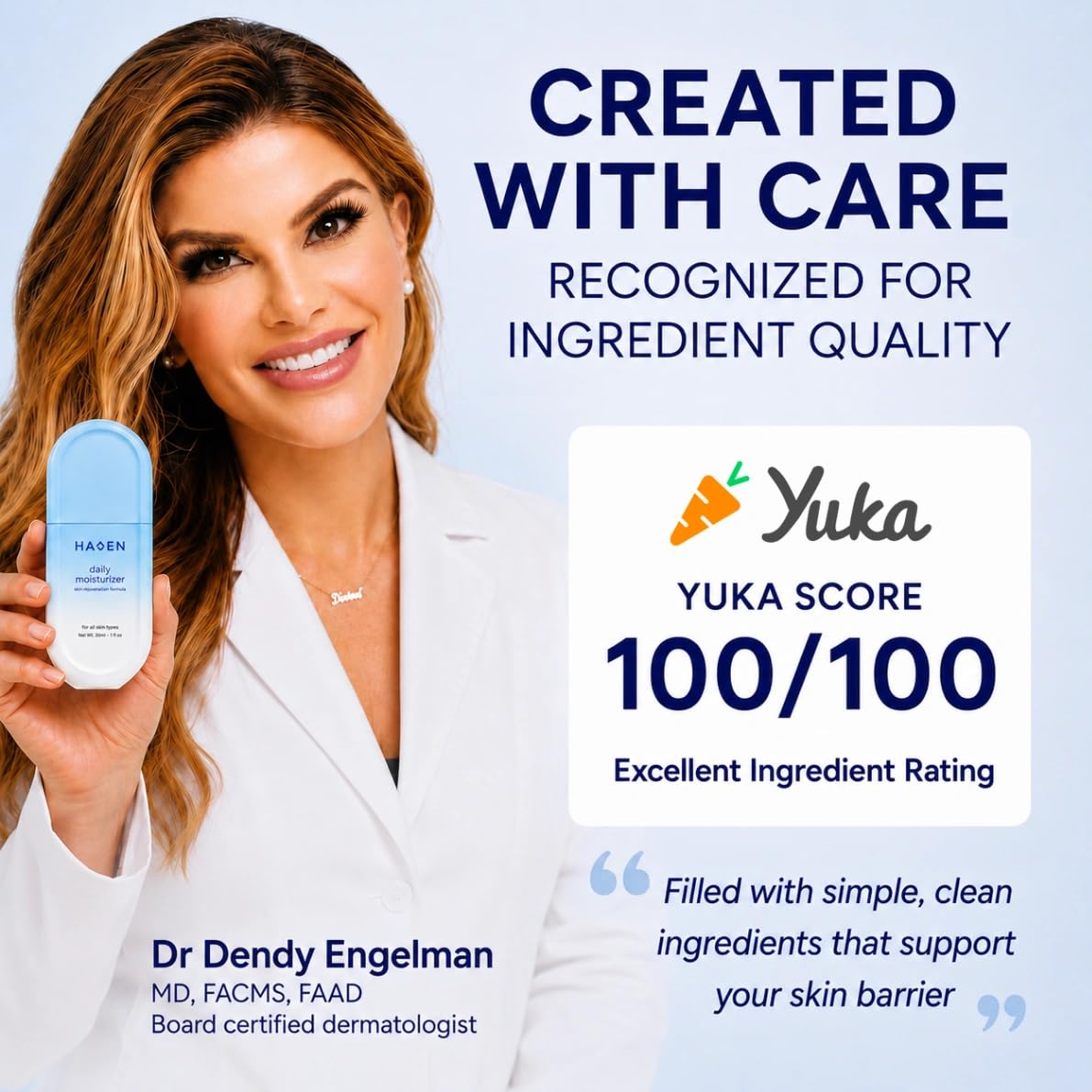 HAVEN SKIN applying moisturizer on hand demonstrating smooth finish