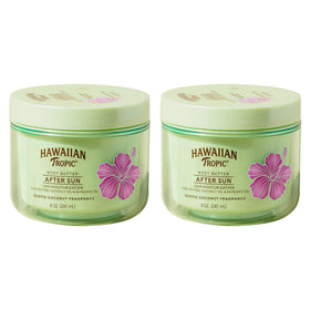 Hawaiian Tropic front packaging showing twin 8oz jars and product name, highlighting value