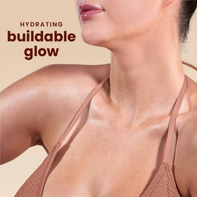 Hawaiian Tropic application with mitt delivering streak-free, blended color
