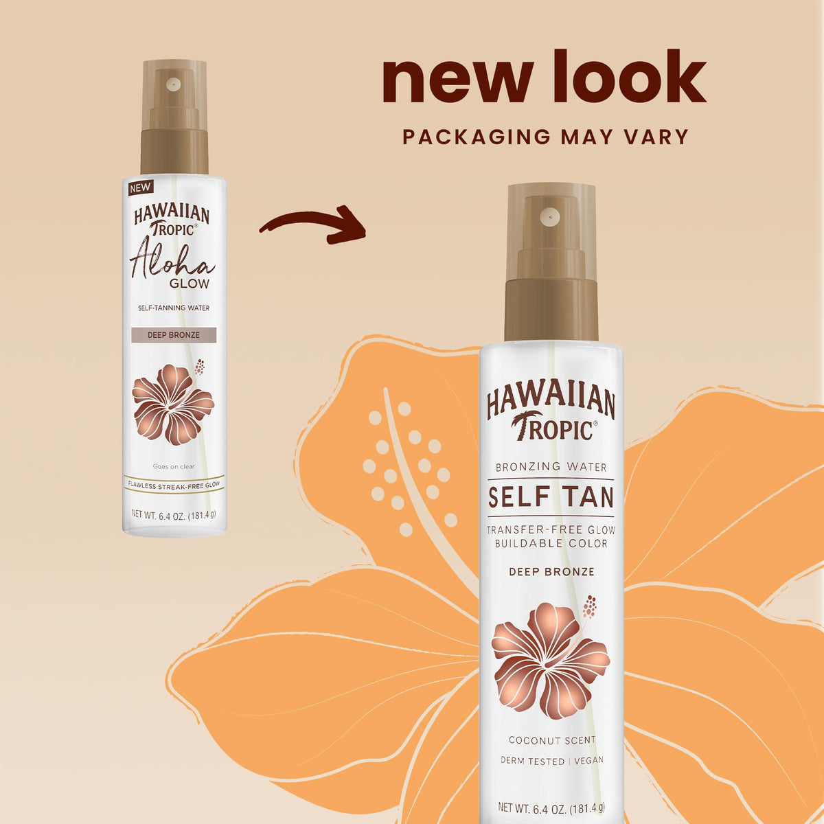 Hawaiian Tropic spray action demonstrating even mist for fast coverage
