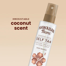 Hawaiian Tropic close-up texture of clear mist showing lightweight finish