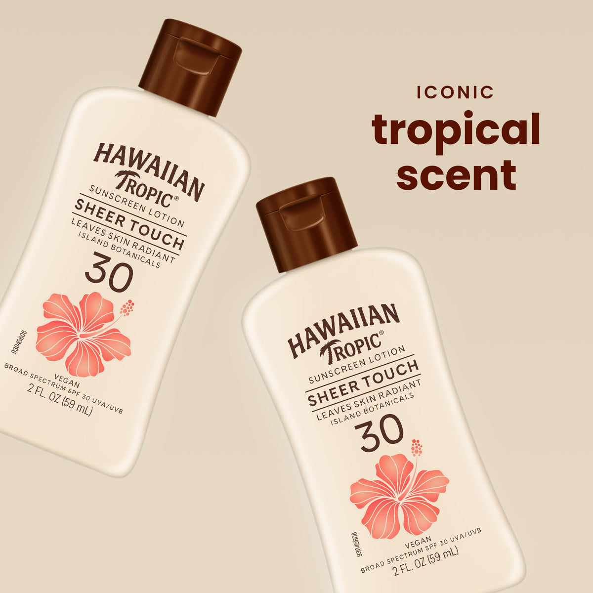 Hawaiian Tropic back label with ingredients and usage directions visible