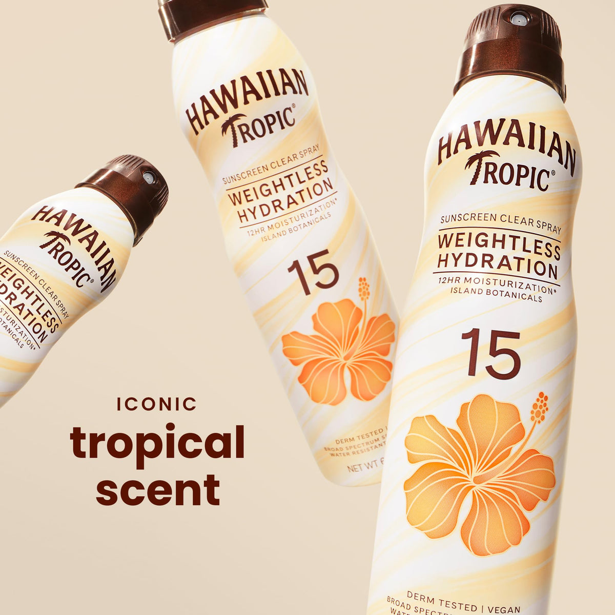 Hawaiian Tropic close-up of continuous spray nozzle demonstrating mess-free application