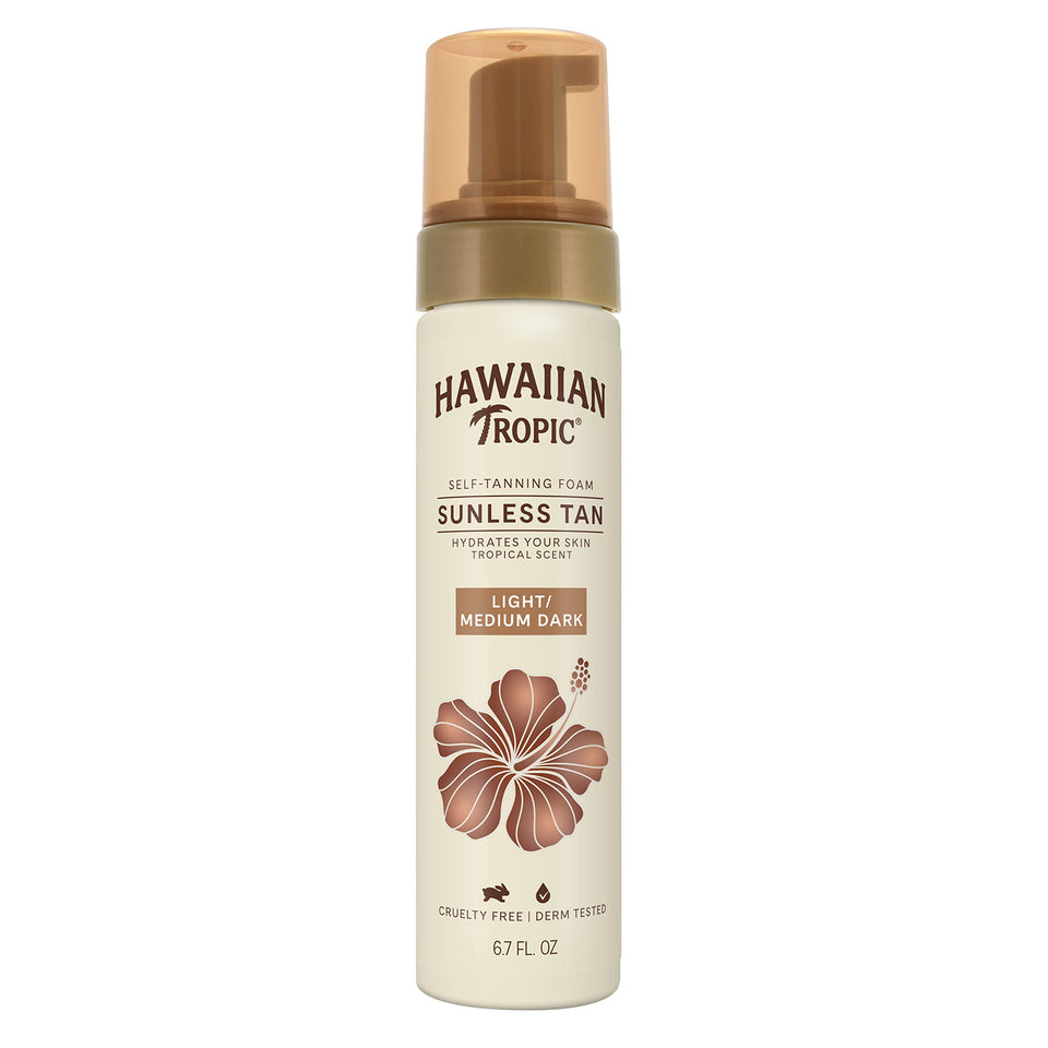 Hawaiian Tropic front packaging showing lightweight mousse benefits