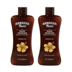 Hawaiian Tropic front packaging twin pack showing bottles and tropical look for convenience