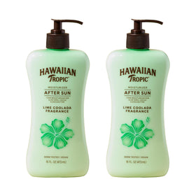 Hawaiian Tropic front packaging showing twin 16 oz bottles and scent