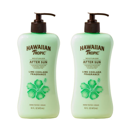Hawaiian Tropic front packaging showing twin 16 oz bottles and scent