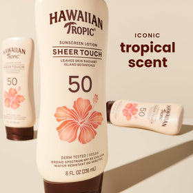 Hawaiian Tropic close-up of bottle cap and dispensing feature for easy use