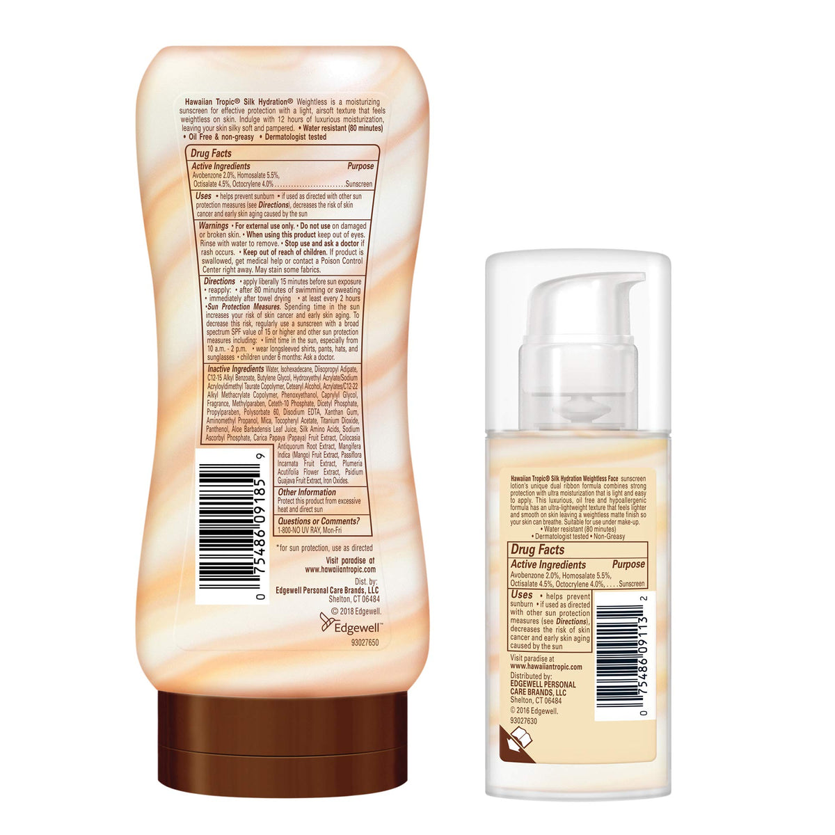 Hawaiian Tropic body lotion pump detail highlighting easy application