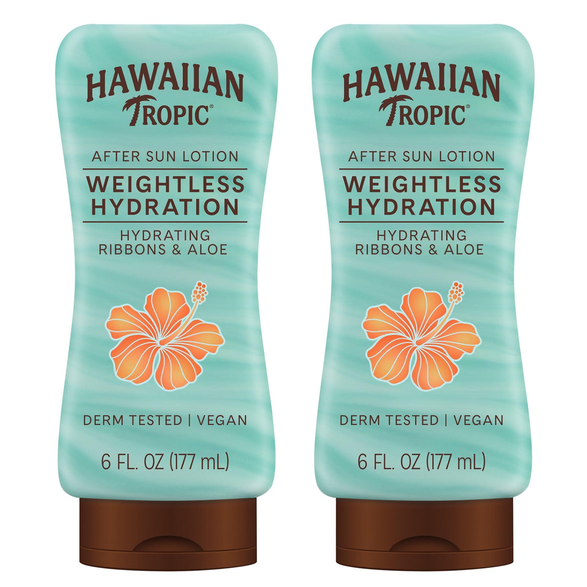 Hawaiian Tropic twin pack front view showing convenient after-sun care
