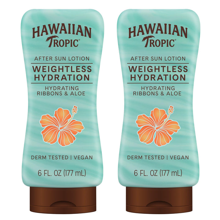 Hawaiian Tropic twin pack front view showing convenient after-sun care