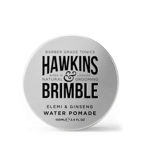 Hawkins & Brimble open jar close-up highlighting pomade texture and spreadability benefit