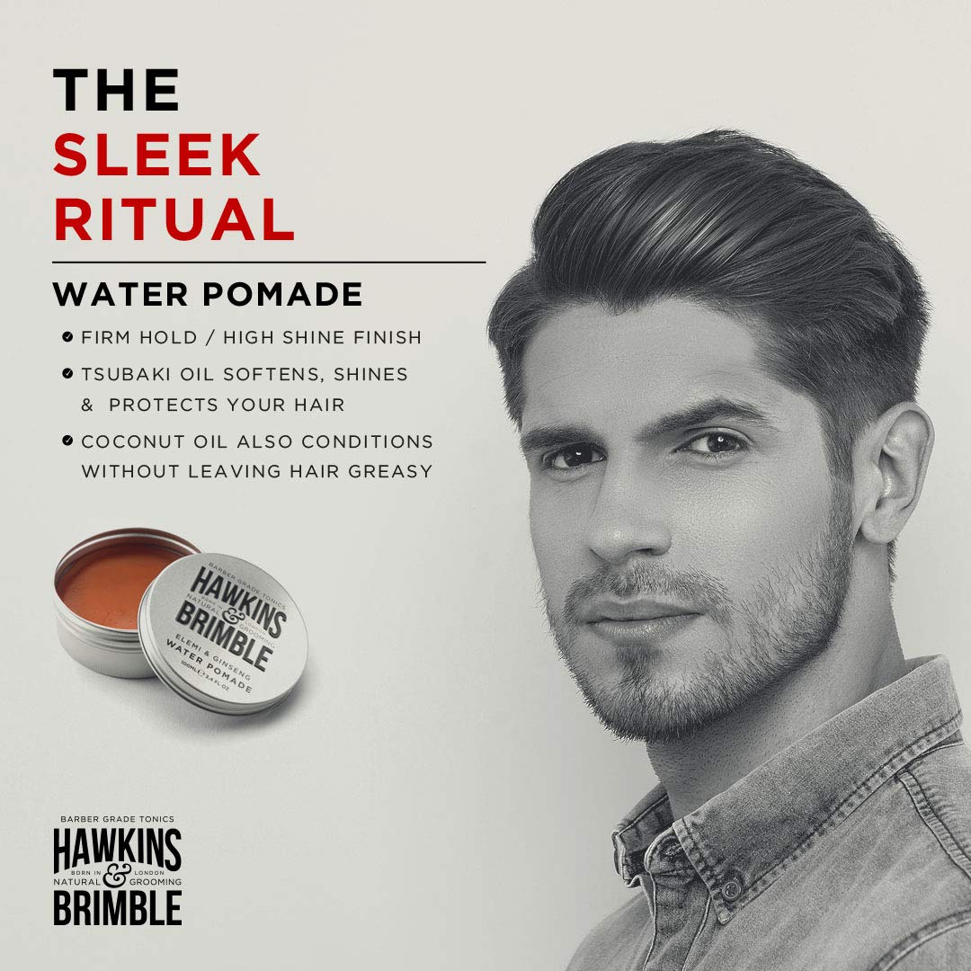 Hawkins & Brimble jar inside travel kit showing compact size and portability benefit