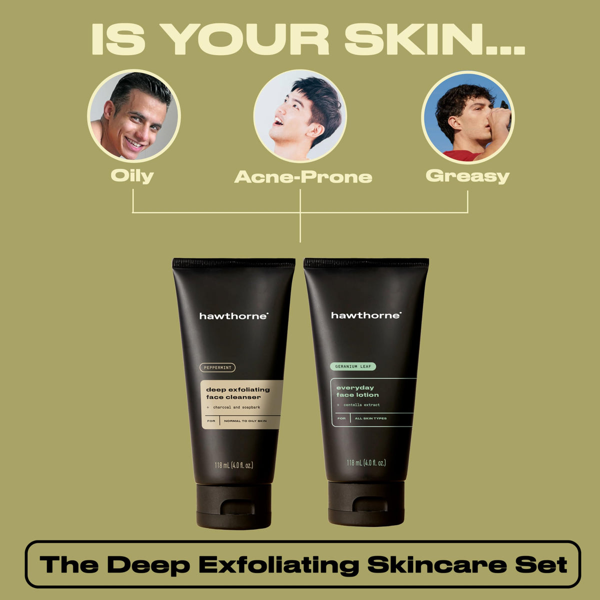 Hawthorne charcoal cleanser texture close-up highlighting gentle exfoliation