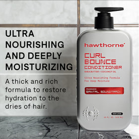 Hawthorne conditioner texture on hand illustrating creamy consistency and slip