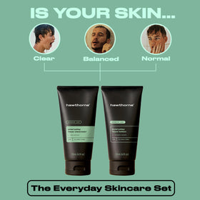 Hawthorne face wash close-up on label and gel texture demonstrating gentle cleanse