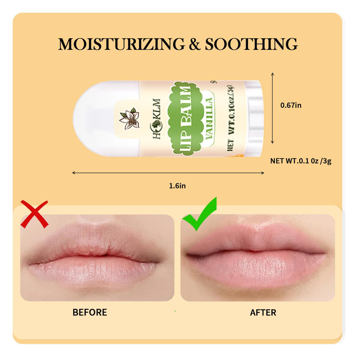 HCKLM mini balm held in hand to show compact size and portability benefit