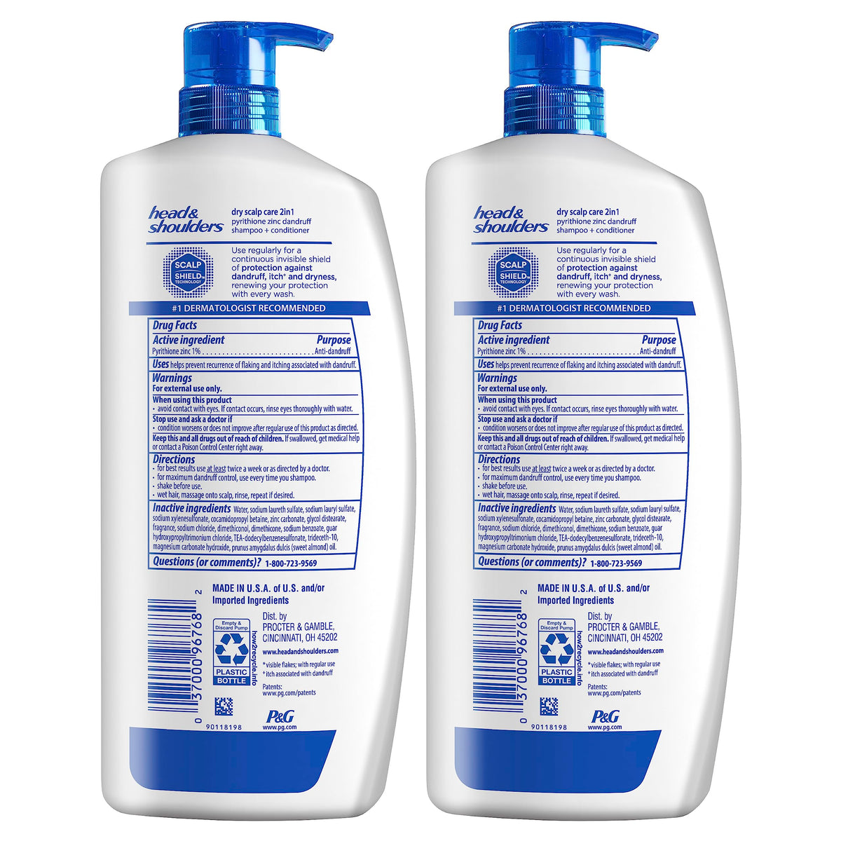 Head & Shoulders label close-up highlighting almond oil and product name