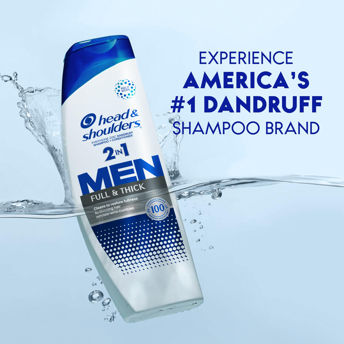 head & shoulders bottle held in hand to show scale and convenience for daily use
