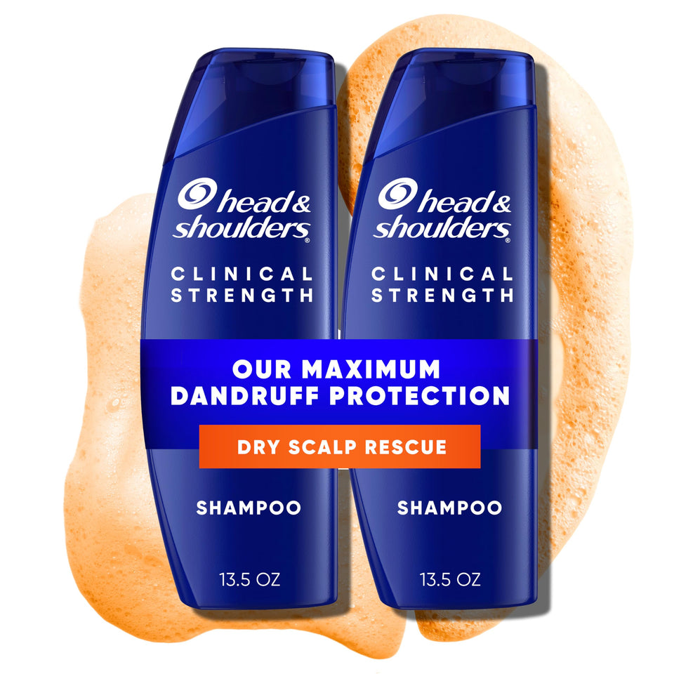 Head & Shoulders front packaging showing clinical strength twin pack and clear protection