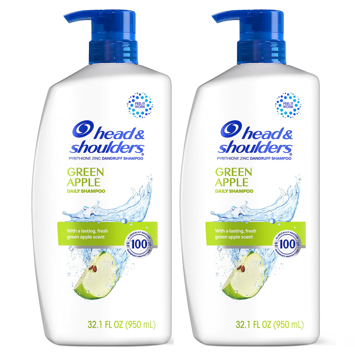 Head & Shoulders lifestyle shot with green apple accents conveying fresh scent appeal