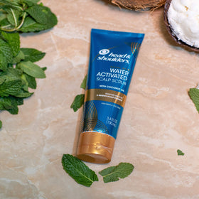 Head & Shoulders scrub in shower use showing convenient pre-shampoo step