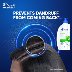 Head & Shoulders label close-up highlighting menthol scent and anti-dandruff info
