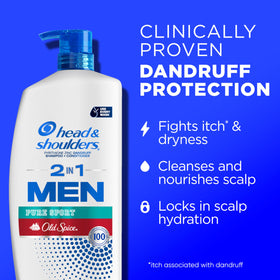 Head & Shoulders pump dispenser and Old Spice Pure Sport label for easy use benefit