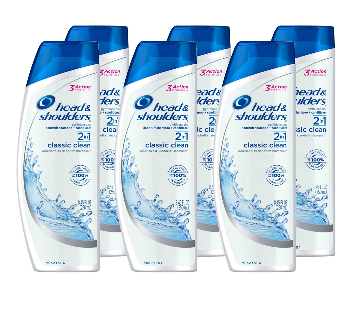 Head & Shoulders pack of six front packaging showing label and dandruff-fighting benefit