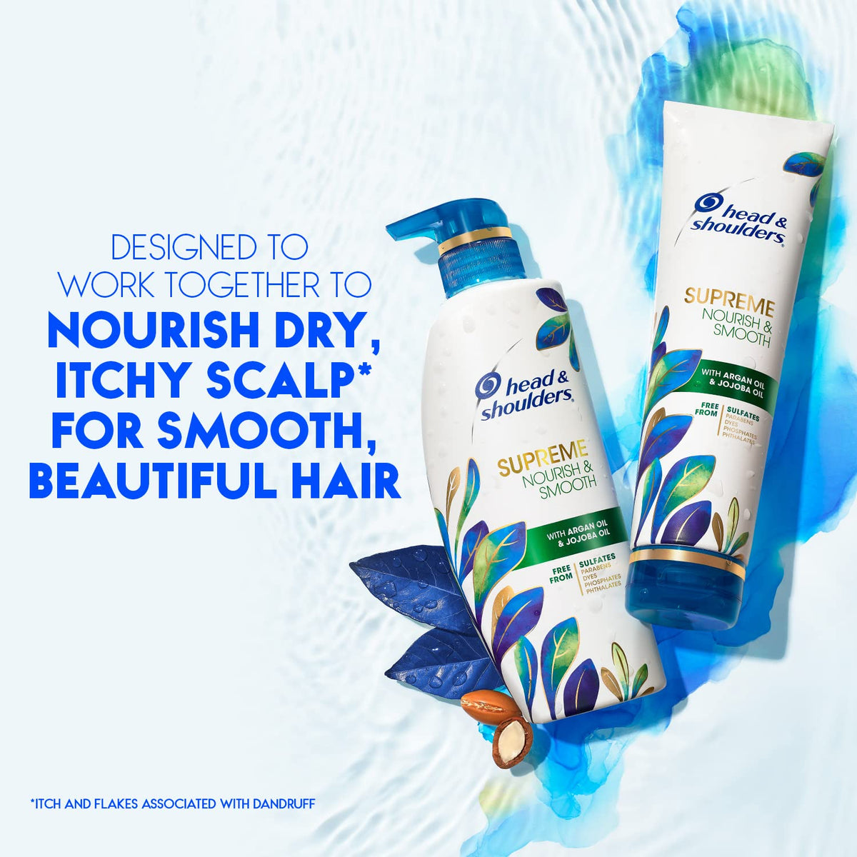 Head & Shoulders with argan and jojoba oil display highlighting nourishing ingredients
