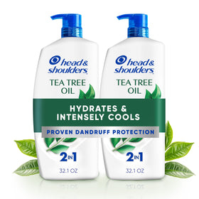 Head & Shoulders front packaging showing twin 32.1 fl oz bottles and branding benefit