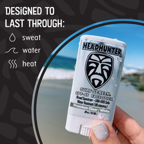 Headhunter being applied to nose demonstrating quick, targeted sun protection