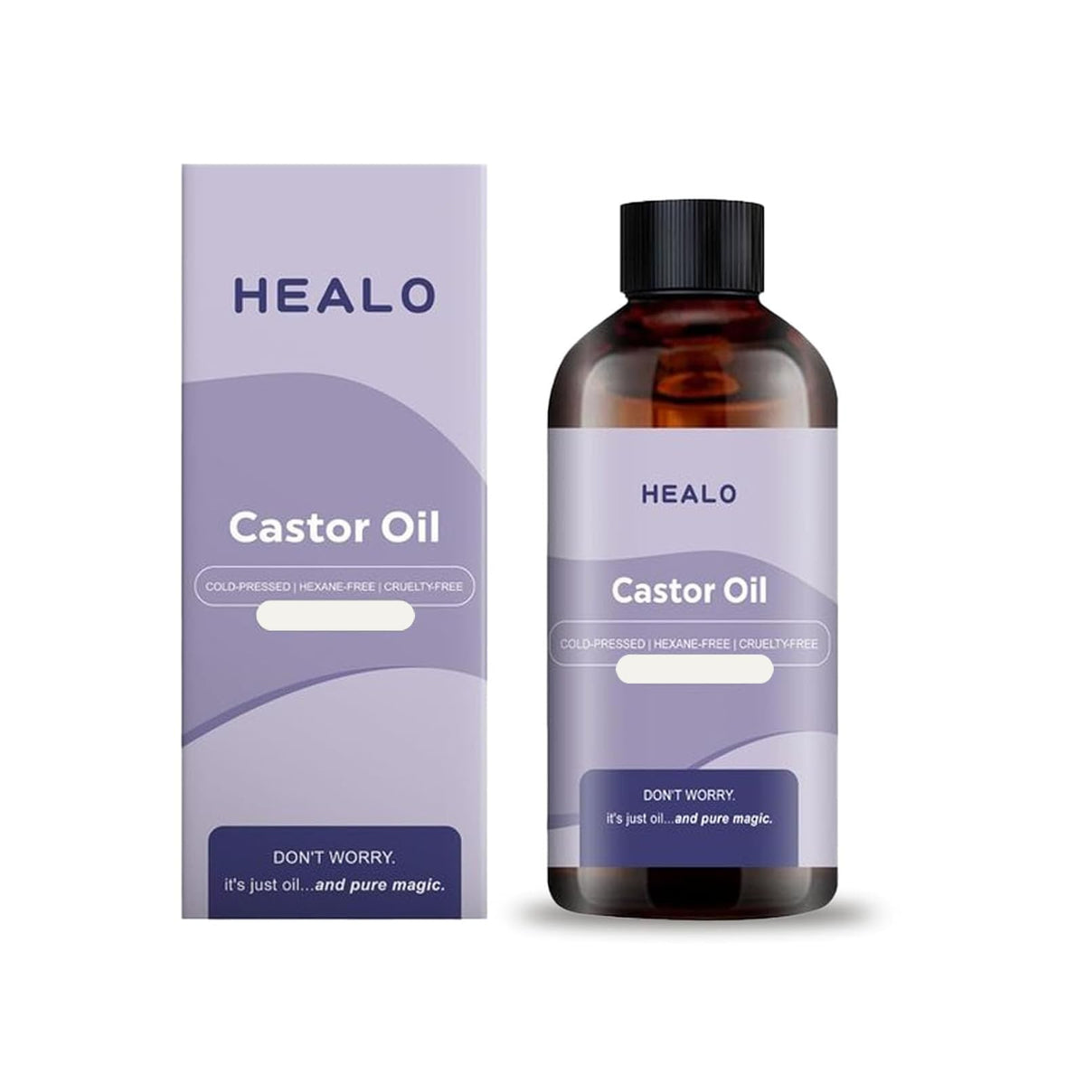 Healo front packaging showing kit contents and compact bottle for convenient storage