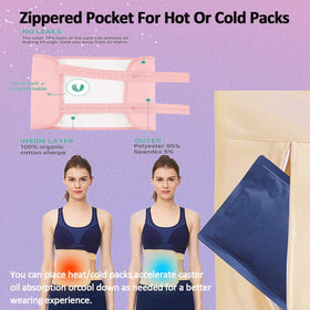 Healo castor oil pack in use on abdomen illustrating hands-free application advantage