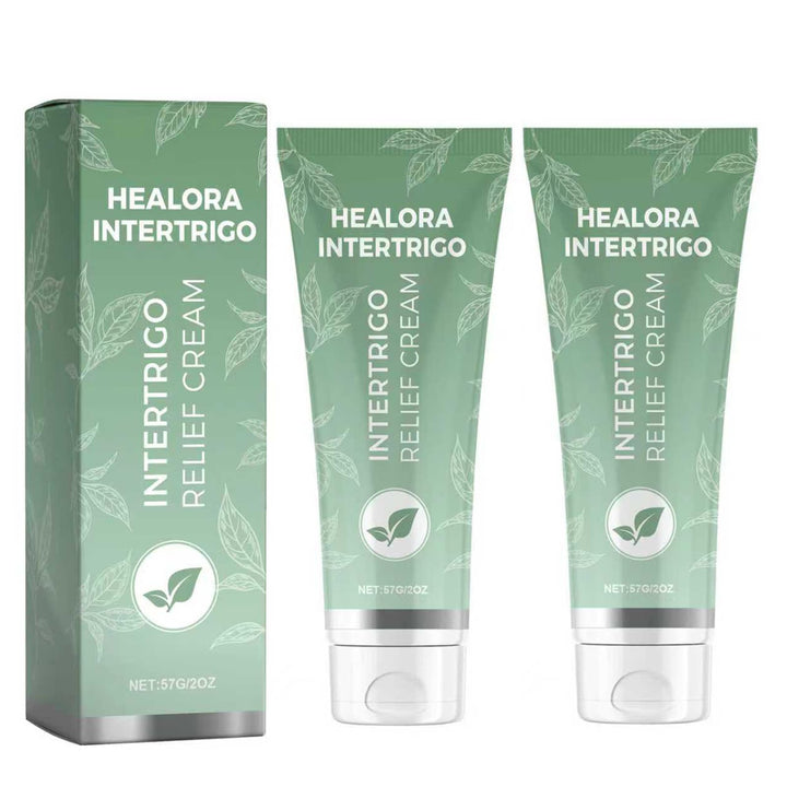 Healora Intertrigo front packaging showing product and benefits for skin folds