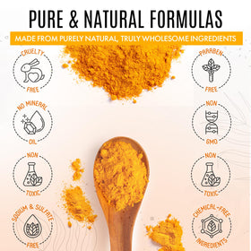 Healov turmeric skin cleanser bottle label view, gentle cleansing without harsh chemicals