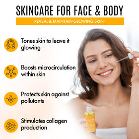 Healov turmeric facial serum in dropper use, delivers aloe hydration fast